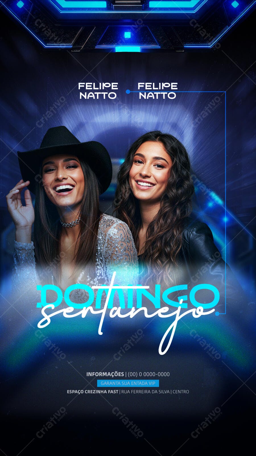 Flyer Domingo Sertanejo com Felipe Natto PSD Editável