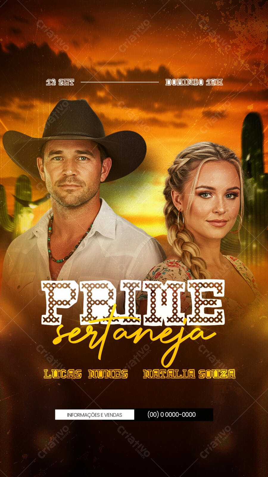 Flyer para Show Sertanejo 13 de Setembro PSD Editável