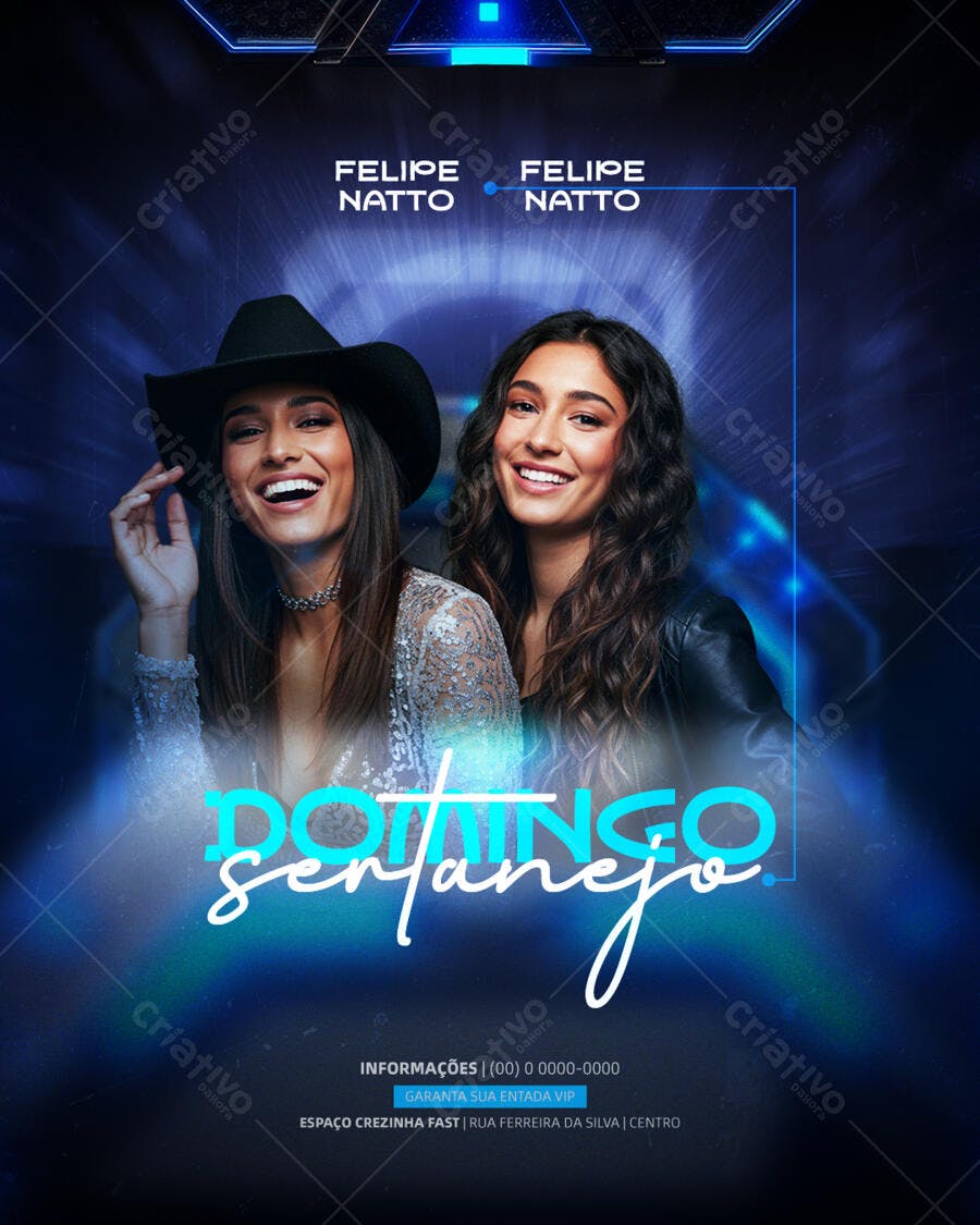 Flyer Domingo Sertanejo com Felipe Natto PSD Editável