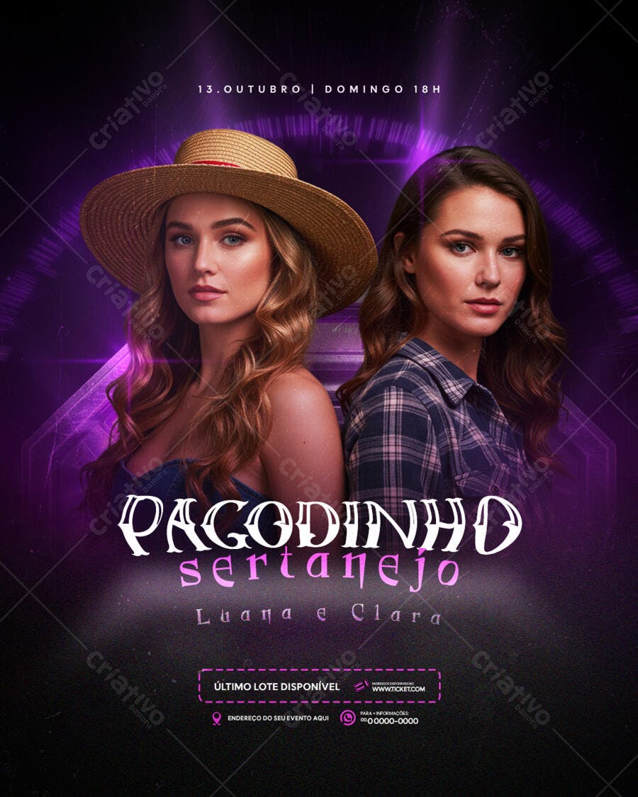 Flyer Pagodinho Sertanejo 13 de Outubro PSD Editável