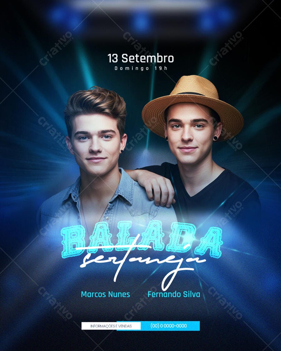 Flyer Balada Sertaneja 13 Setembro PSD Editável