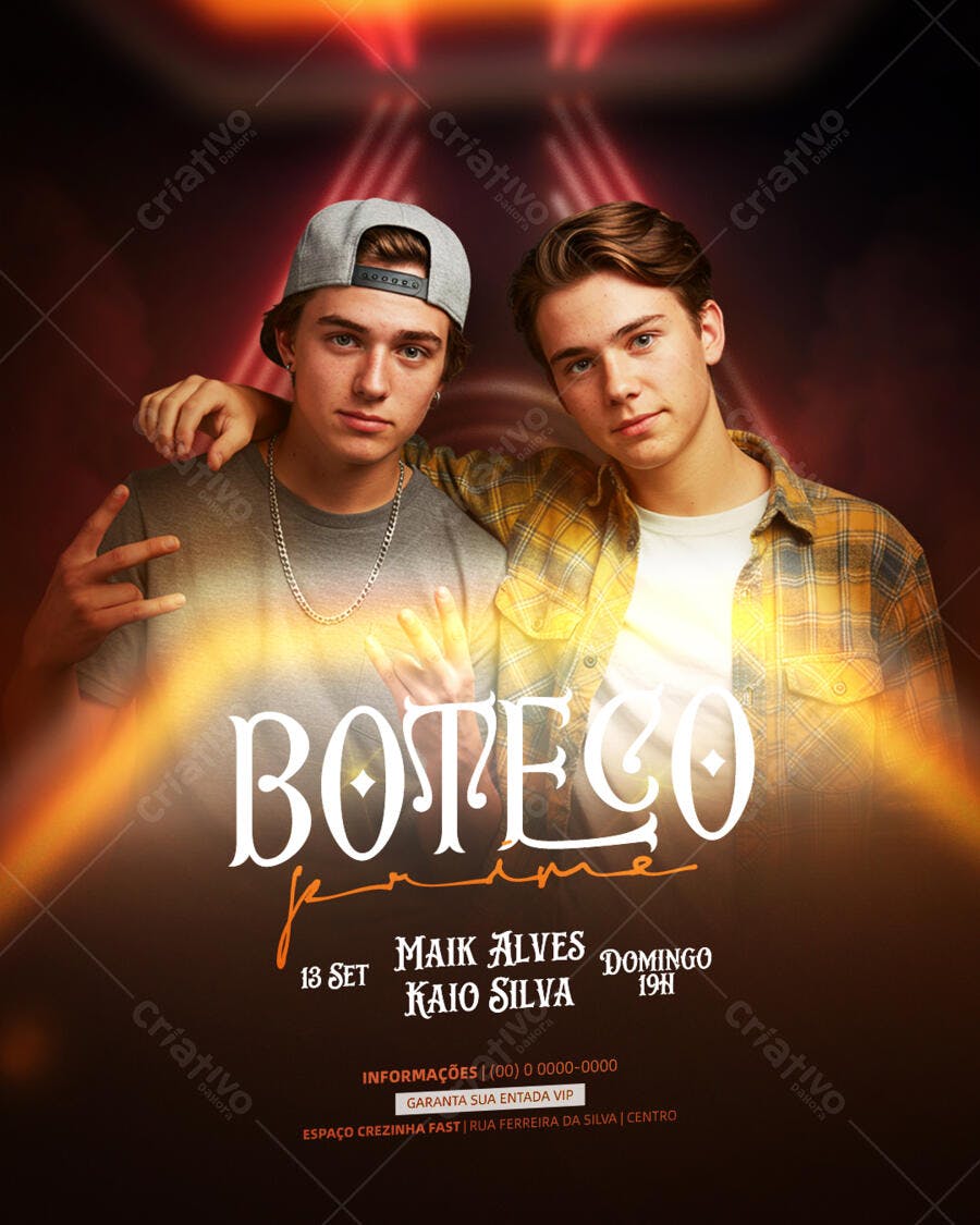Flyer para Evento Musical com Maik Alves e Kaio Silva PSD Editável