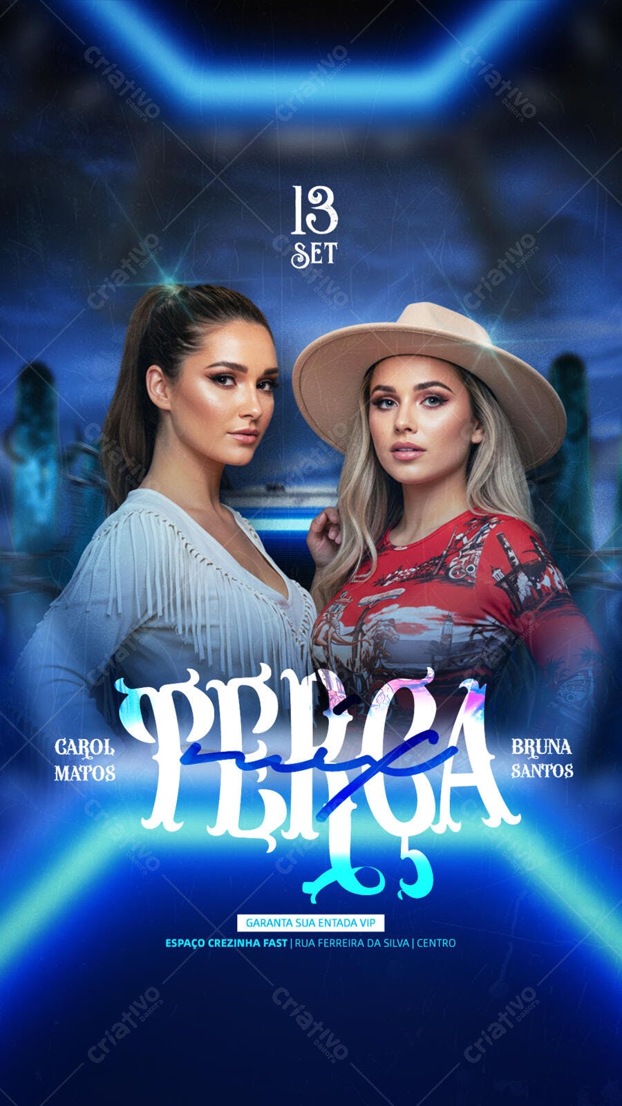 Flyer para Show Musical com Carol Matos e Bruna Santos PSD Editável