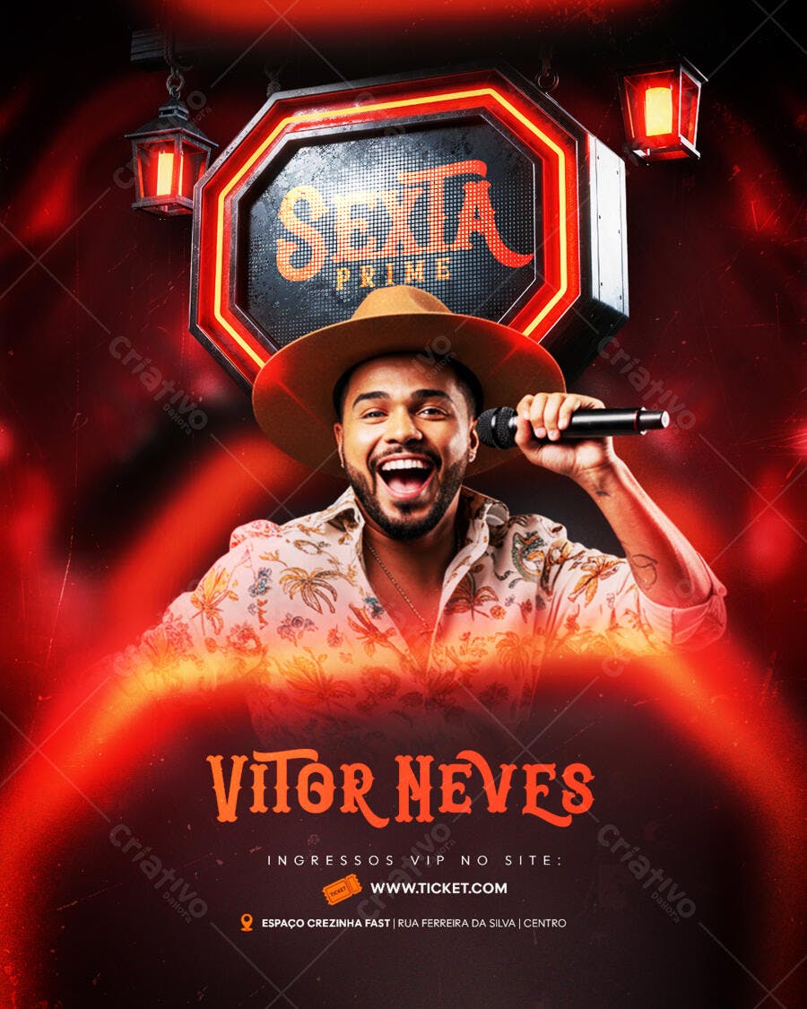 Flyer para Show de Vitor Neves PSD Editável
