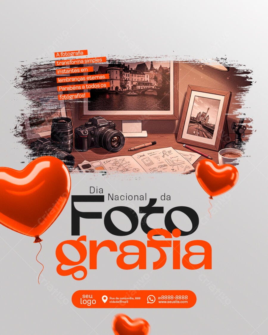 Flyer Dia Nacional da Fotografia PSD Editável