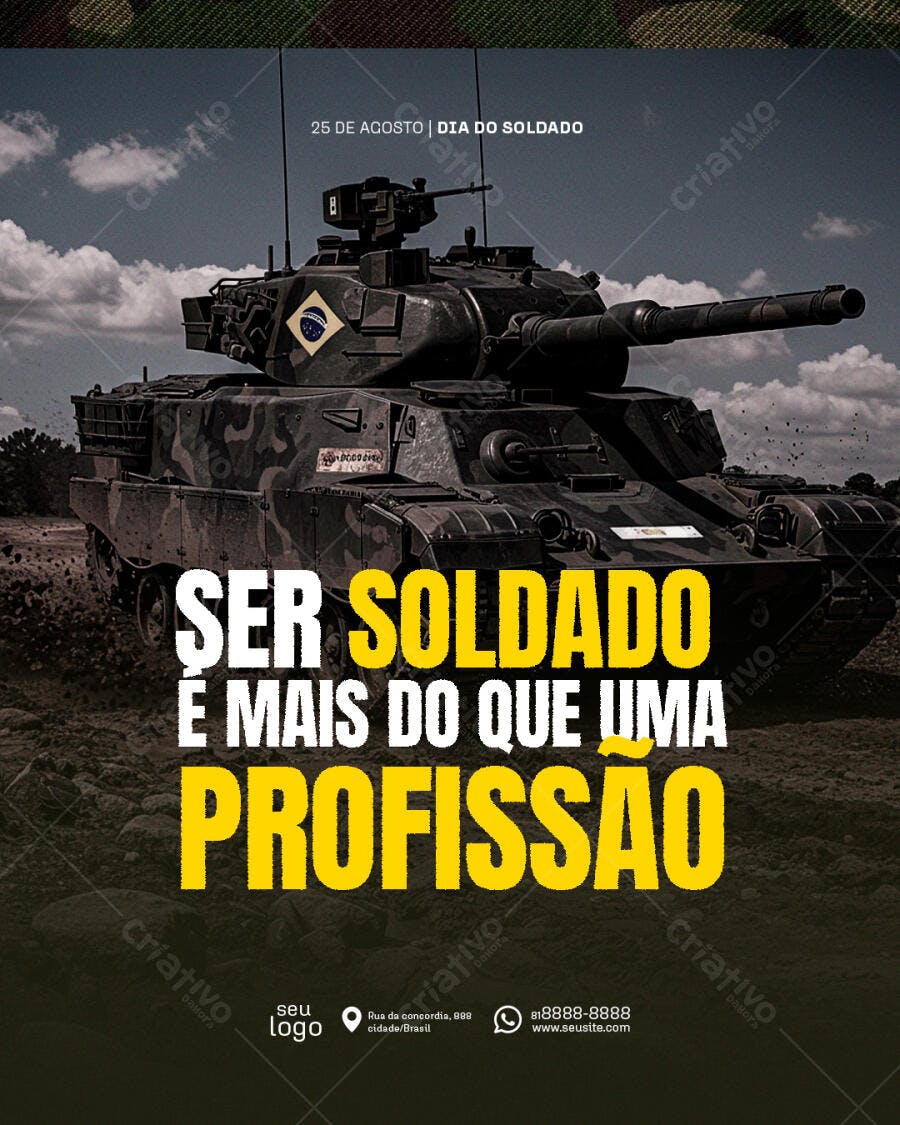 Flyer Dia do Soldado 25 de Agosto PSD Editável