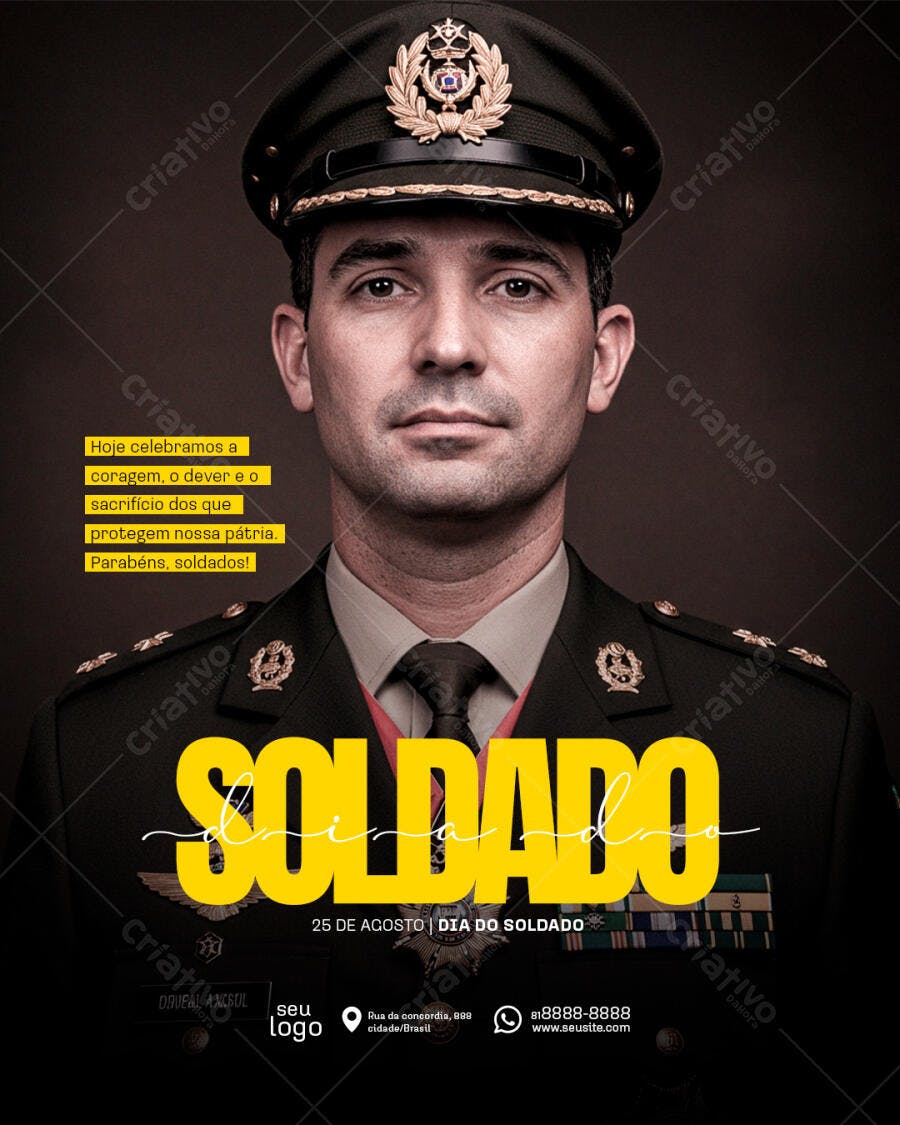 Flyer Dia do Soldado 25 de Agosto PSD Editável
