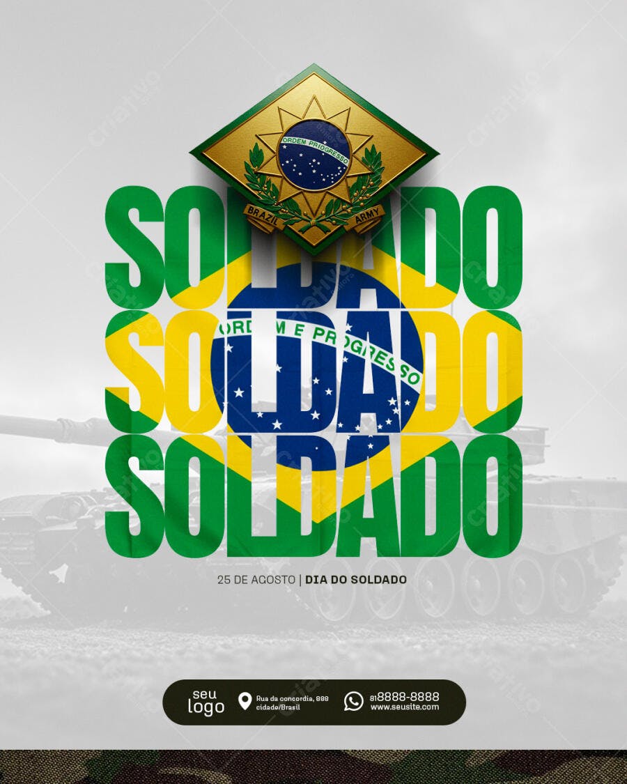 Flyer Dia do Soldado 25 de Agosto PSD Editável