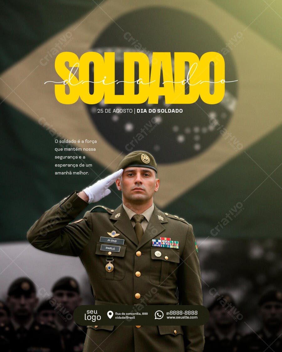 Flyer Dia do Soldado 25 de Agosto PSD Editável