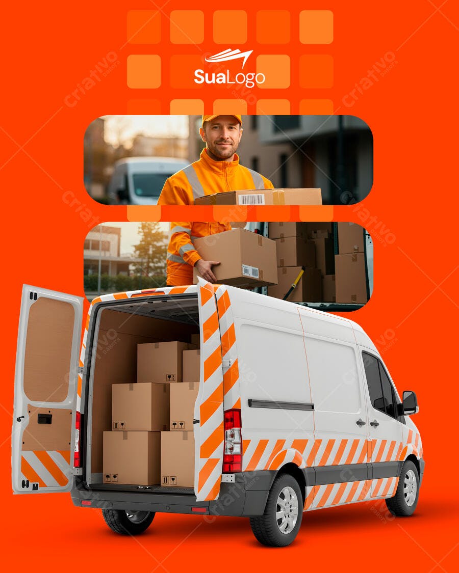 Mockup Van de Entrega PSD Editável