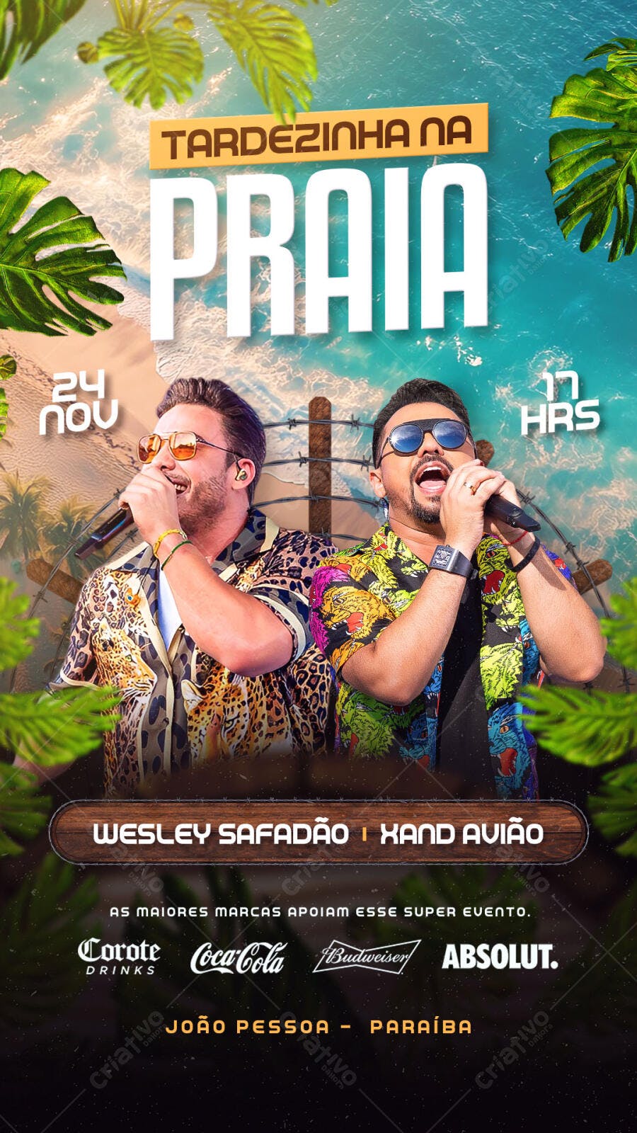 Flyer Wesley Safadão e Xand Avião Praia PSD Editável
