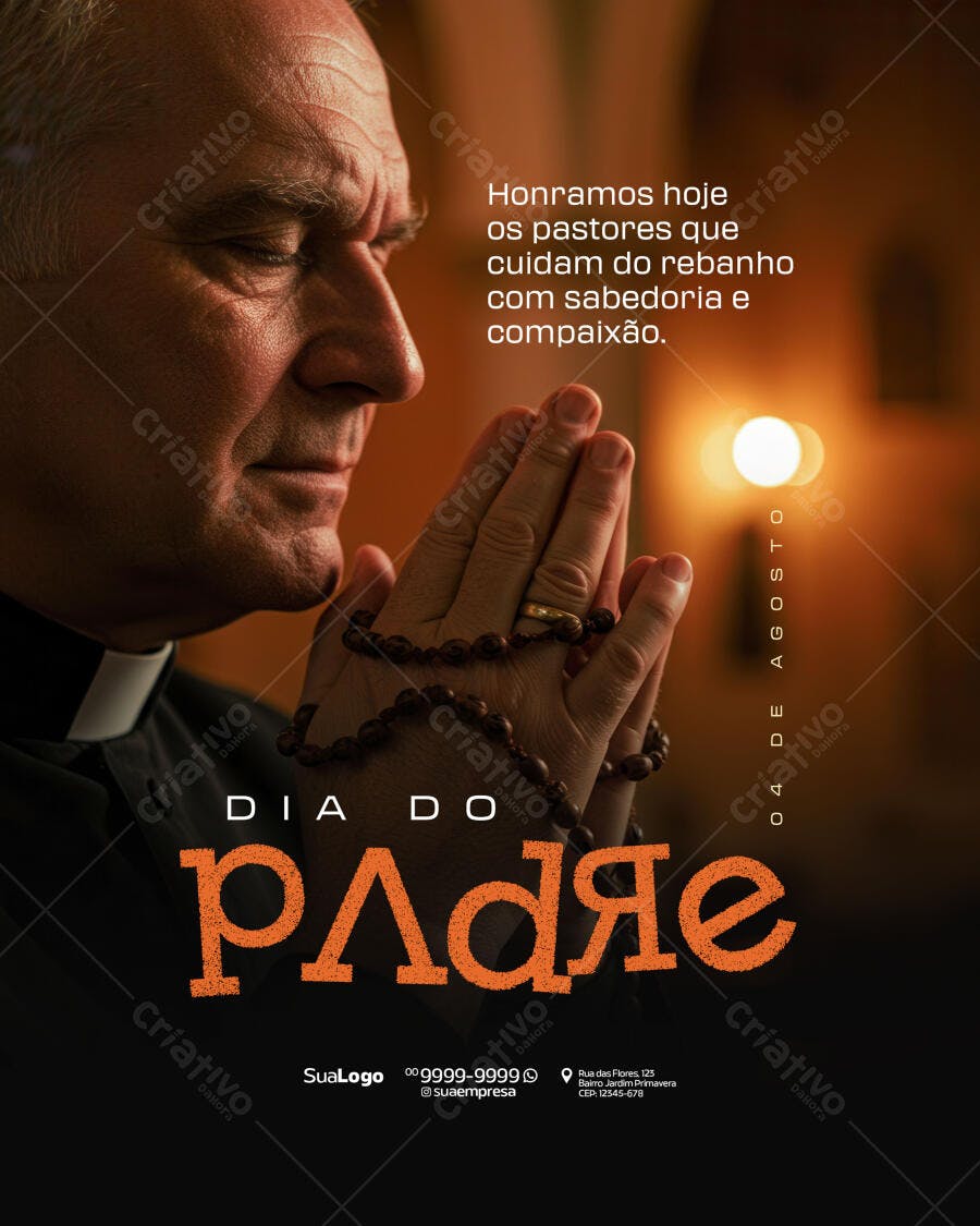 Flyer Dia do Padre 04 de Agosto PSD Editável