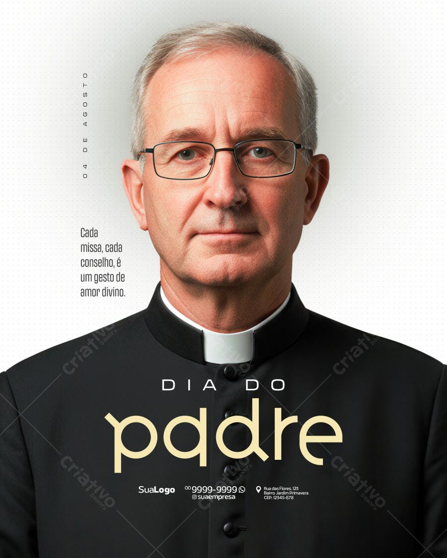 Flyer Dia do Padre 04 de Agosto PSD Editável