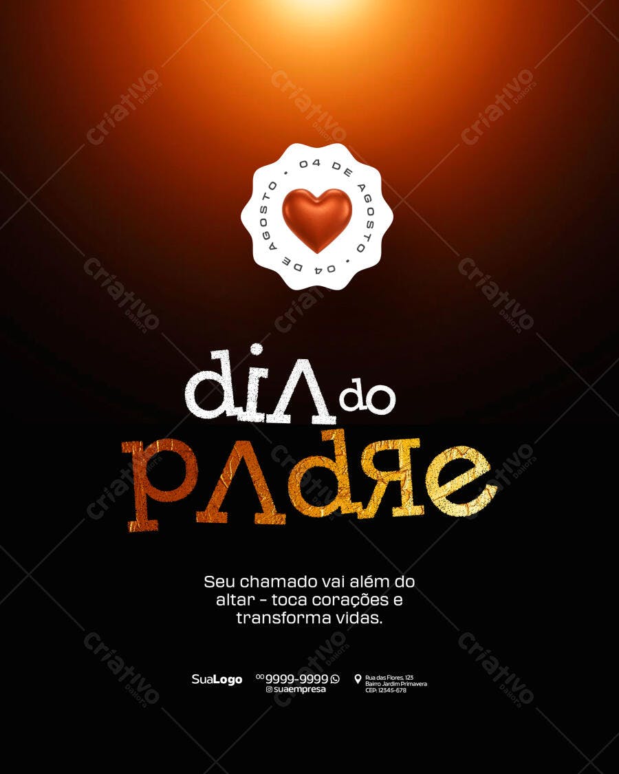Flyer Dia do Padre 04 de Agosto PSD Editável