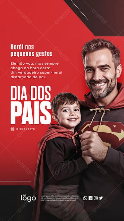 Feliz dia dos Pais 10 de Agosto Social Media Story PSD Editável - 04