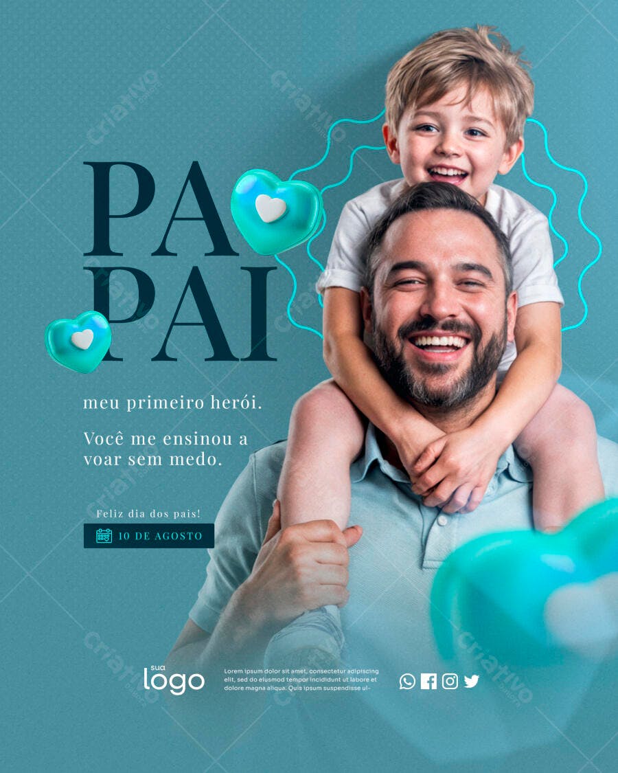 Flyer Dia dos Pais 10 de Agosto PSD Editável