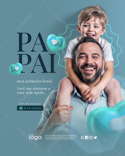 Feliz dia dos Pais 10 de Agosto Social Media Feed PSD Editávell - 01