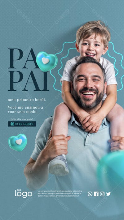 Feliz dia dos Pais 10 de Agosto Social Media Story PSD Editávell - 01