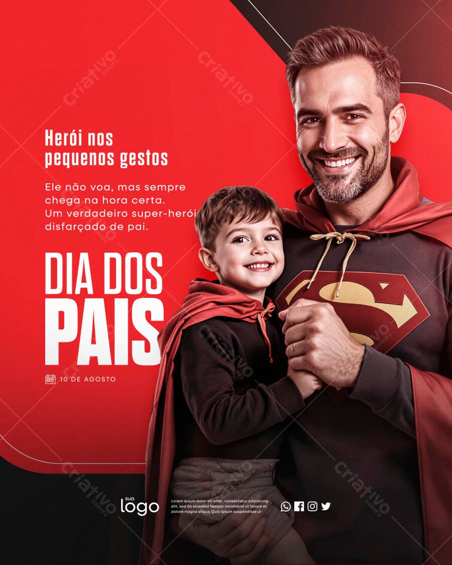 Flyer Dia dos Pais 10 de Agosto PSD Editável