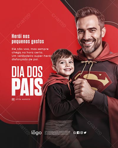 Feliz dia dos Pais 10 de Agosto Social Media Feed PSD Editável - 04