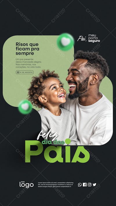 Feliz dia dos Pais 10 de Agosto Social Media Story PSD Editável - 07