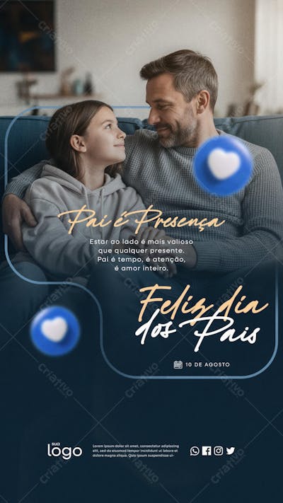 Feliz dia dos Pais 10 de Agosto Social Media Story PSD Editável - 08