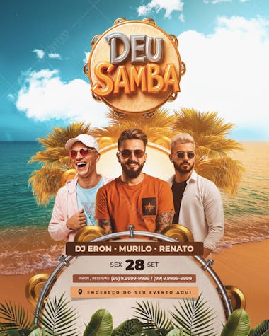 Flyer Deu Samba Feed PSD Editável