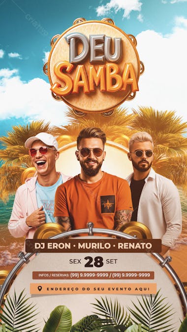 Flyer Deu Samba Story PSD Editável