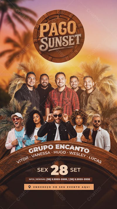 Flyer Pago Sunset Story PSD Editável