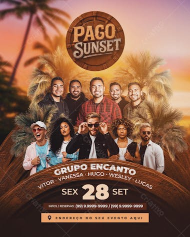 Flyer Pago Sunset Feed PSD Editável