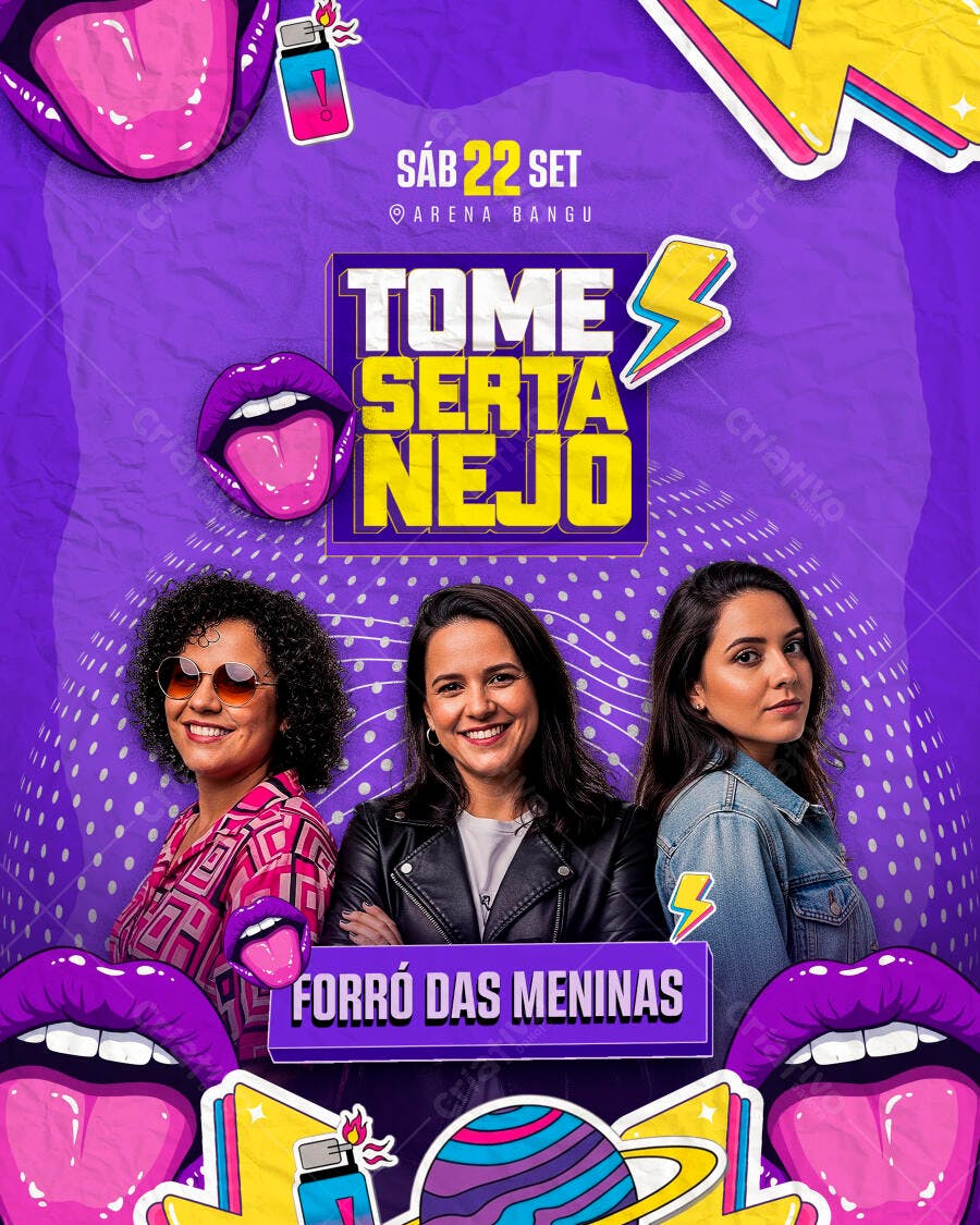 Flyer Forró das Meninas PSD Editável - 22 de Setembro