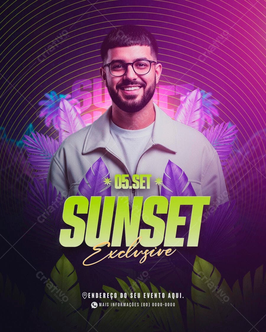 Flyer para Festa Sunset 05.Set PSD Editável