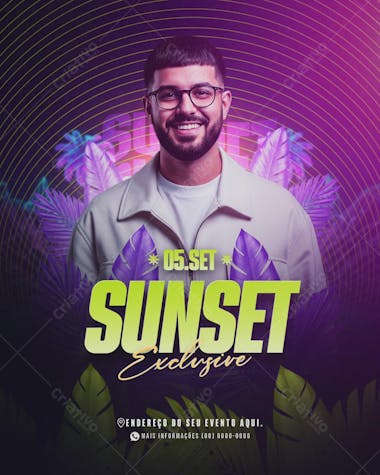 Flyer Sunset Exclusive Feed PSD Editável