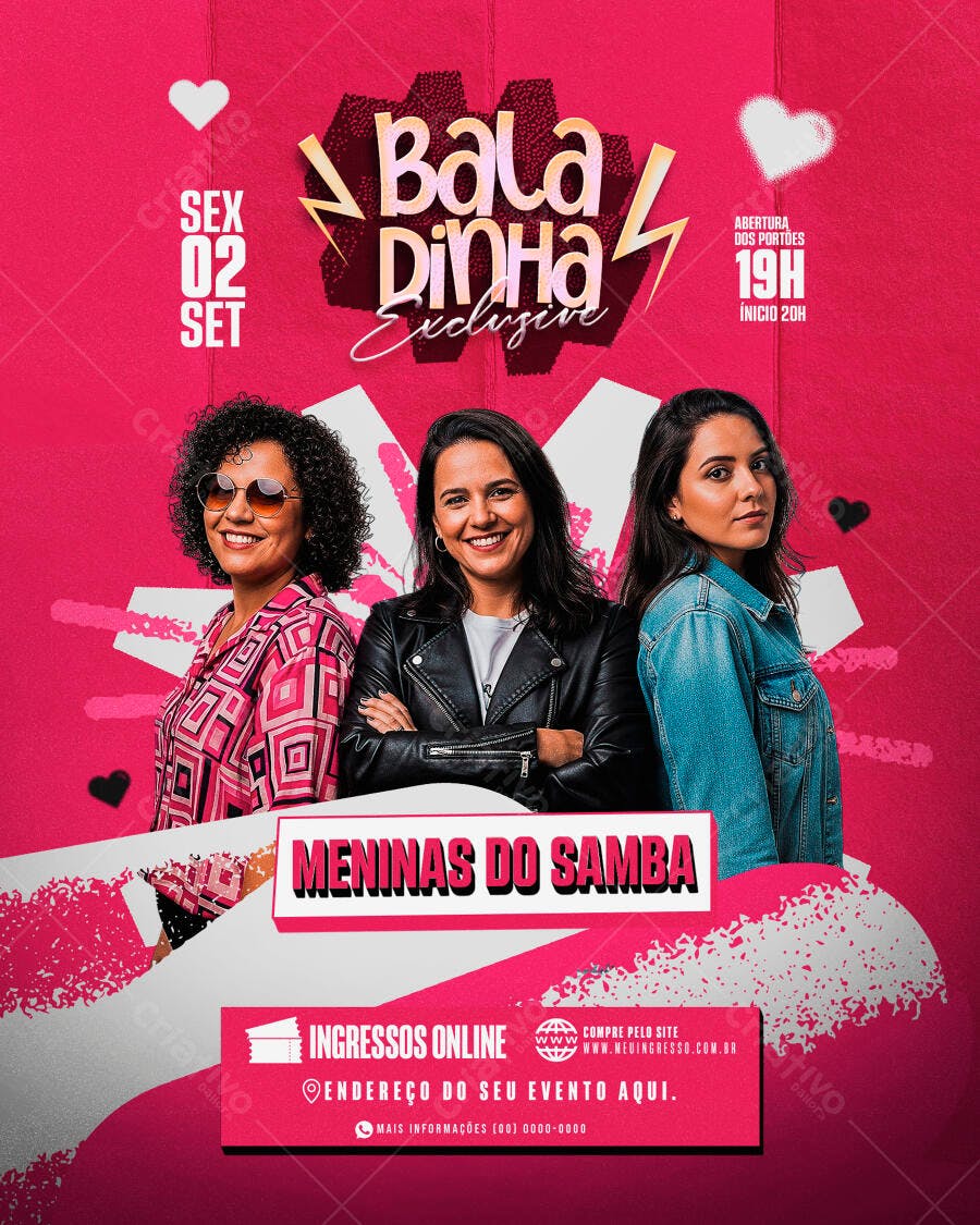 Flyer para Festa Meninas do Samba PSD Editável