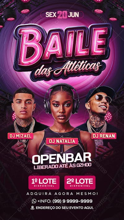 Flyer Baile das Atleticas Story PSD Editável