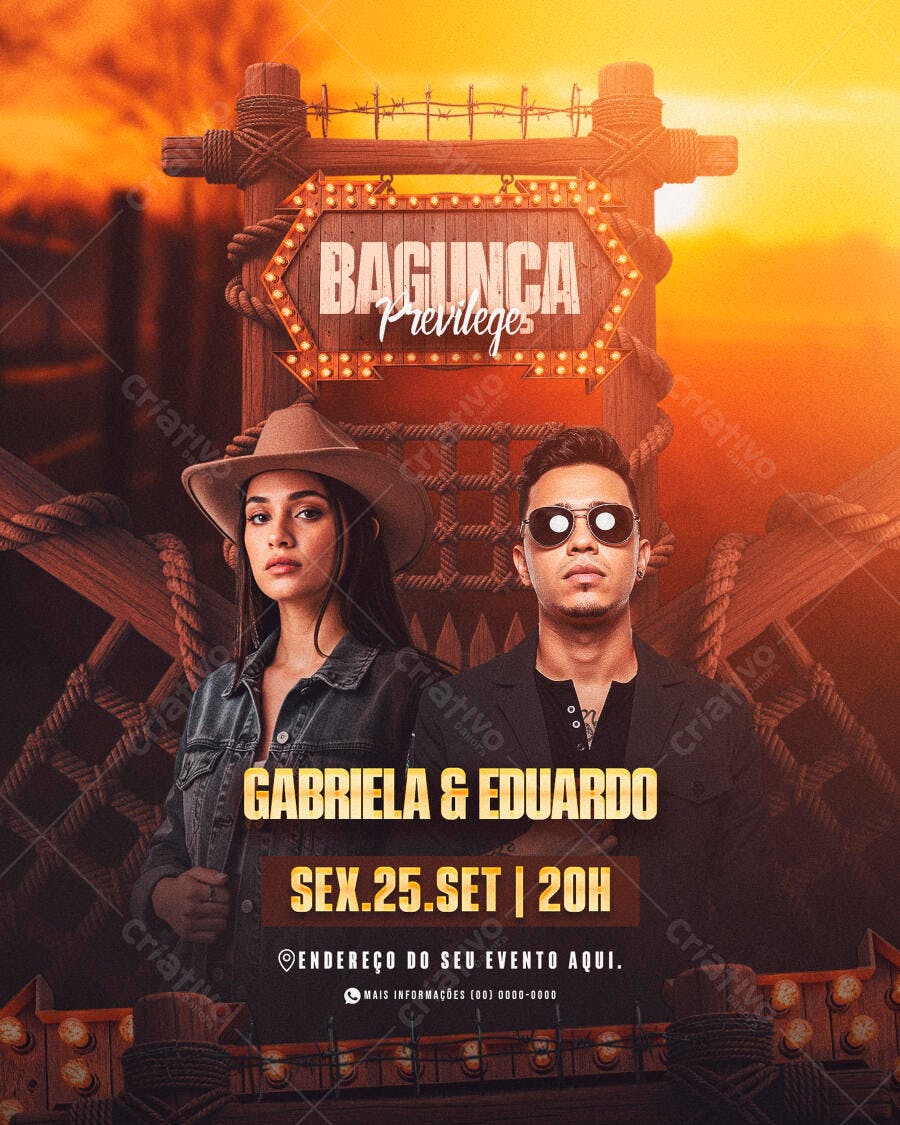 Flyer para Festa Sertaneja PSD Editável