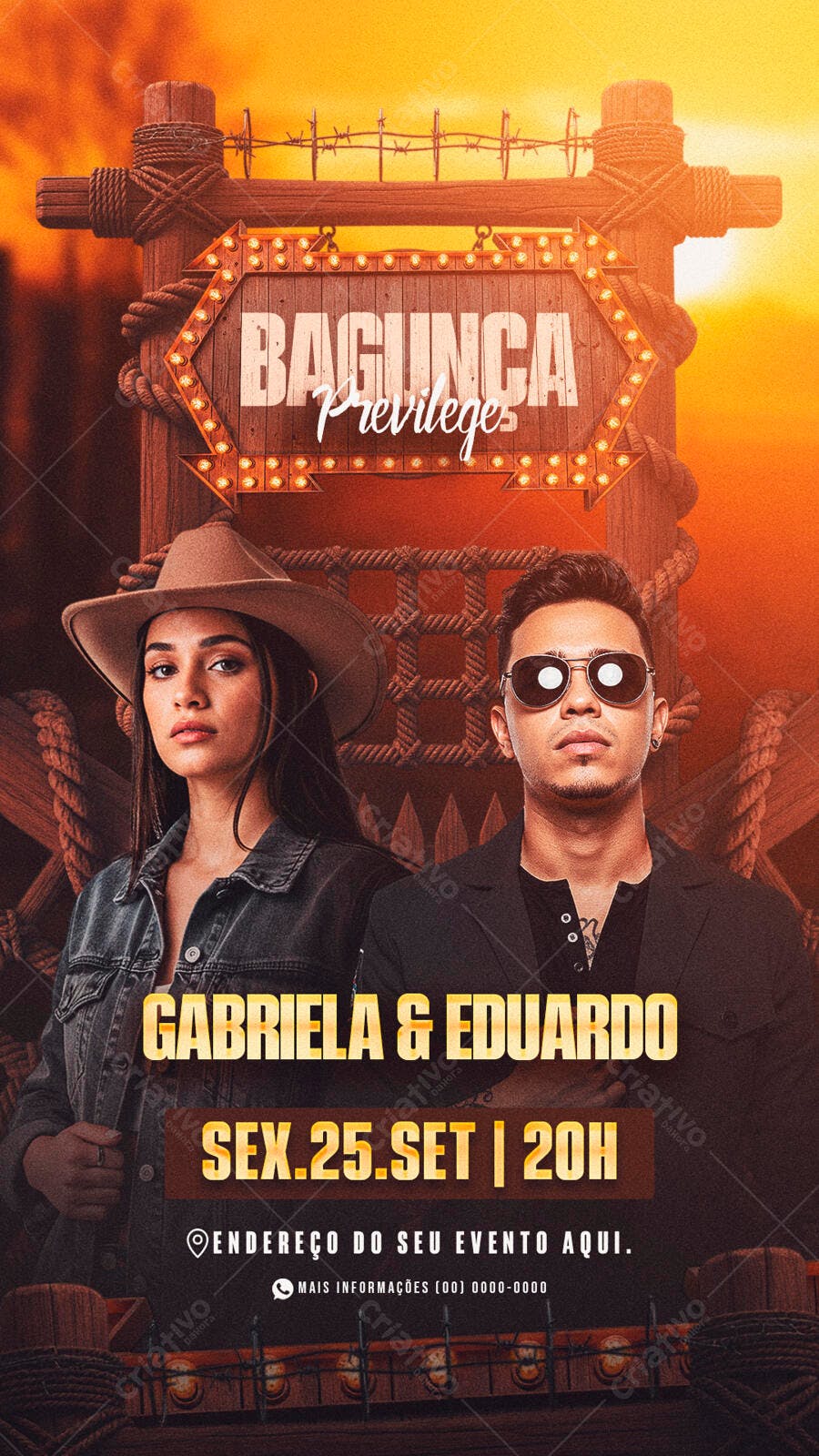 Flyer para Festa Sertaneja com Gabriela & Eduardo PSD Editável