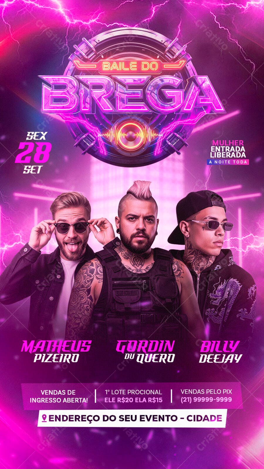 Flyer Baile do Brega 28 de Setembro PSD Editável