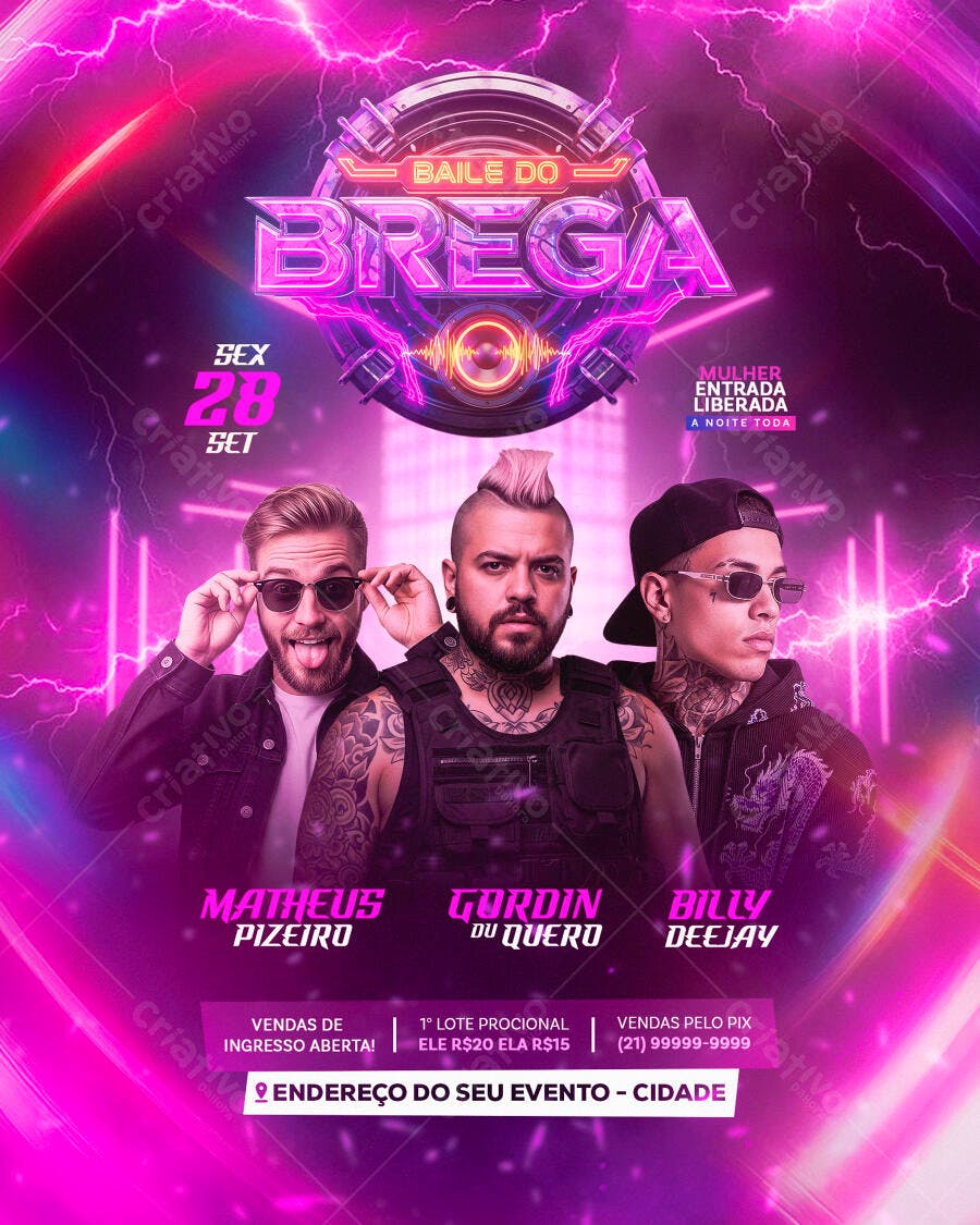Flyer Baile do Brega 28/09 PSD Editável