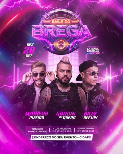 Flyer Baile do Brega Feed PSD Editável