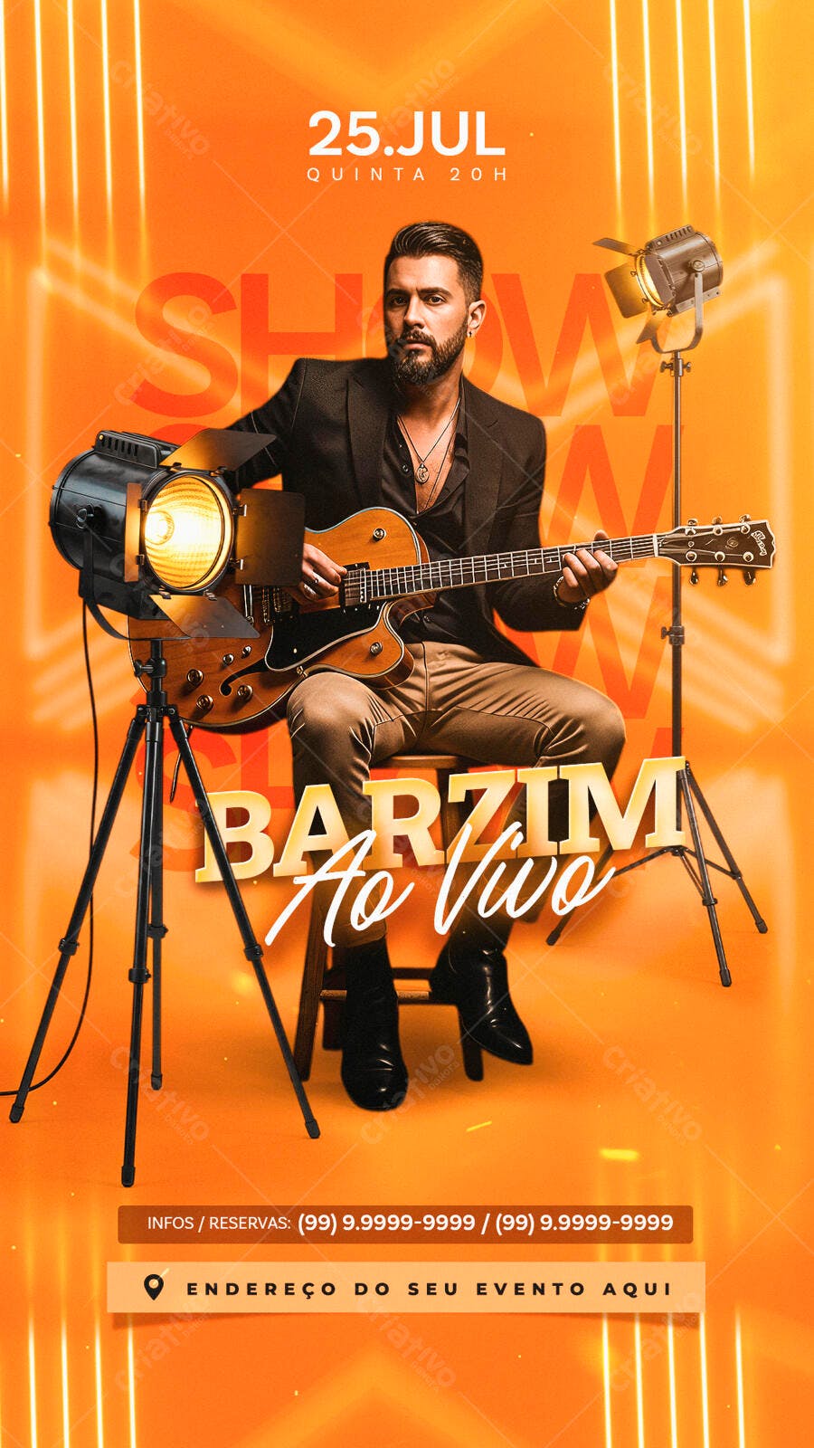 Flyer para Show Barzim Ao Vivo 25 Jul PSD Editável