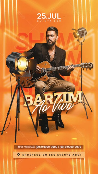 Flyer Barzim Ao Vivo Story PSD Editável