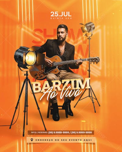 Flyer Barzim Ao Vivo Feed PSD Editável