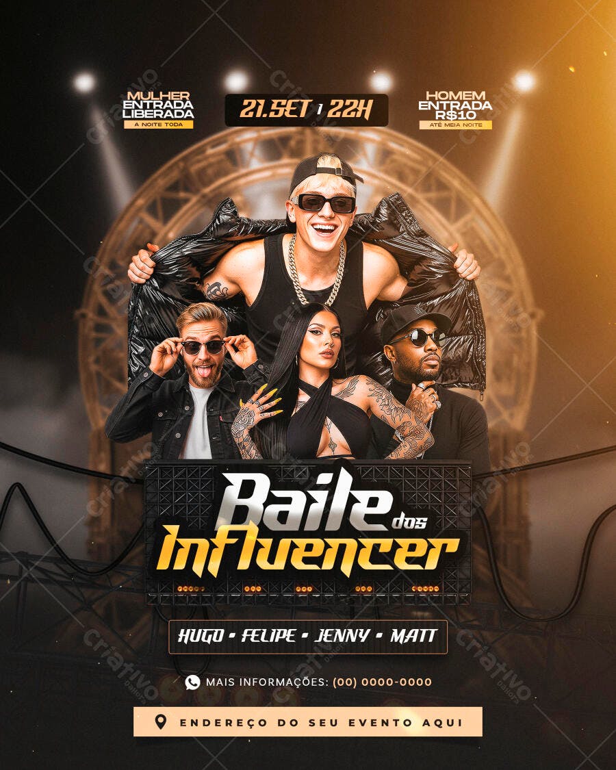 Flyer Baile dos Influencer 21 Set PSD Editável
