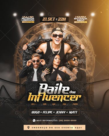 Flyer Baile dos Influencer Feed PSD Editável