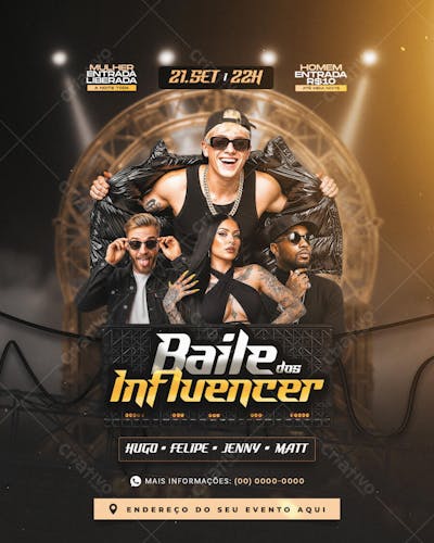 Flyer Baile dos Influencer Feed PSD Editável