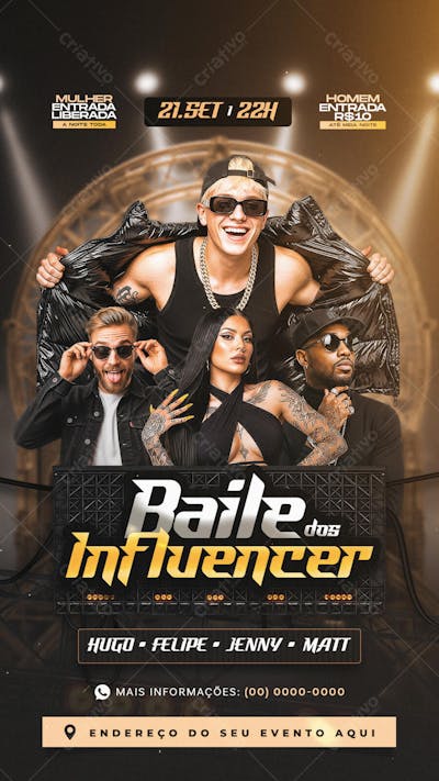 Flyer Baile dos Influencer Story PSD Editável