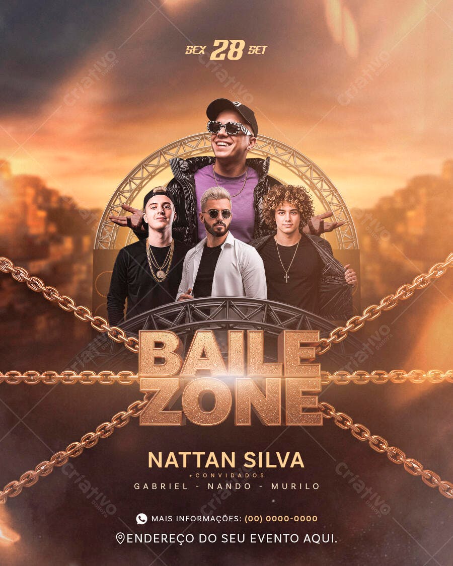 Flyer Baile Zone com Nattan Silva PSD Editável