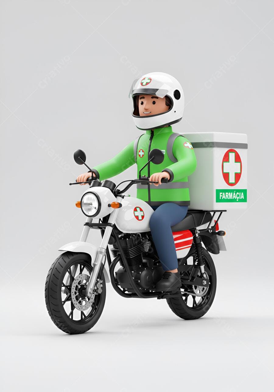 Motociclista entregador de farmácia
