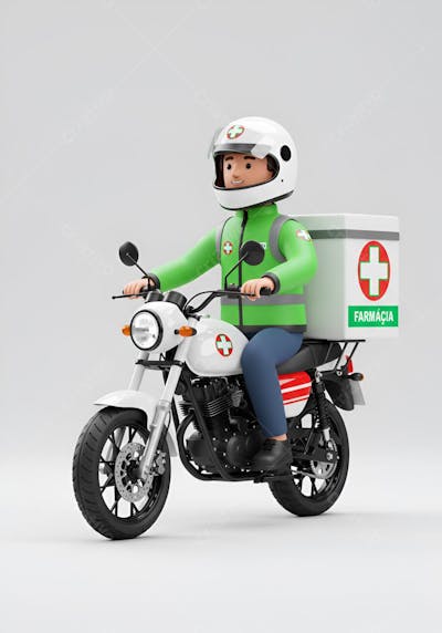 Um motoboy 3D com moto (2)